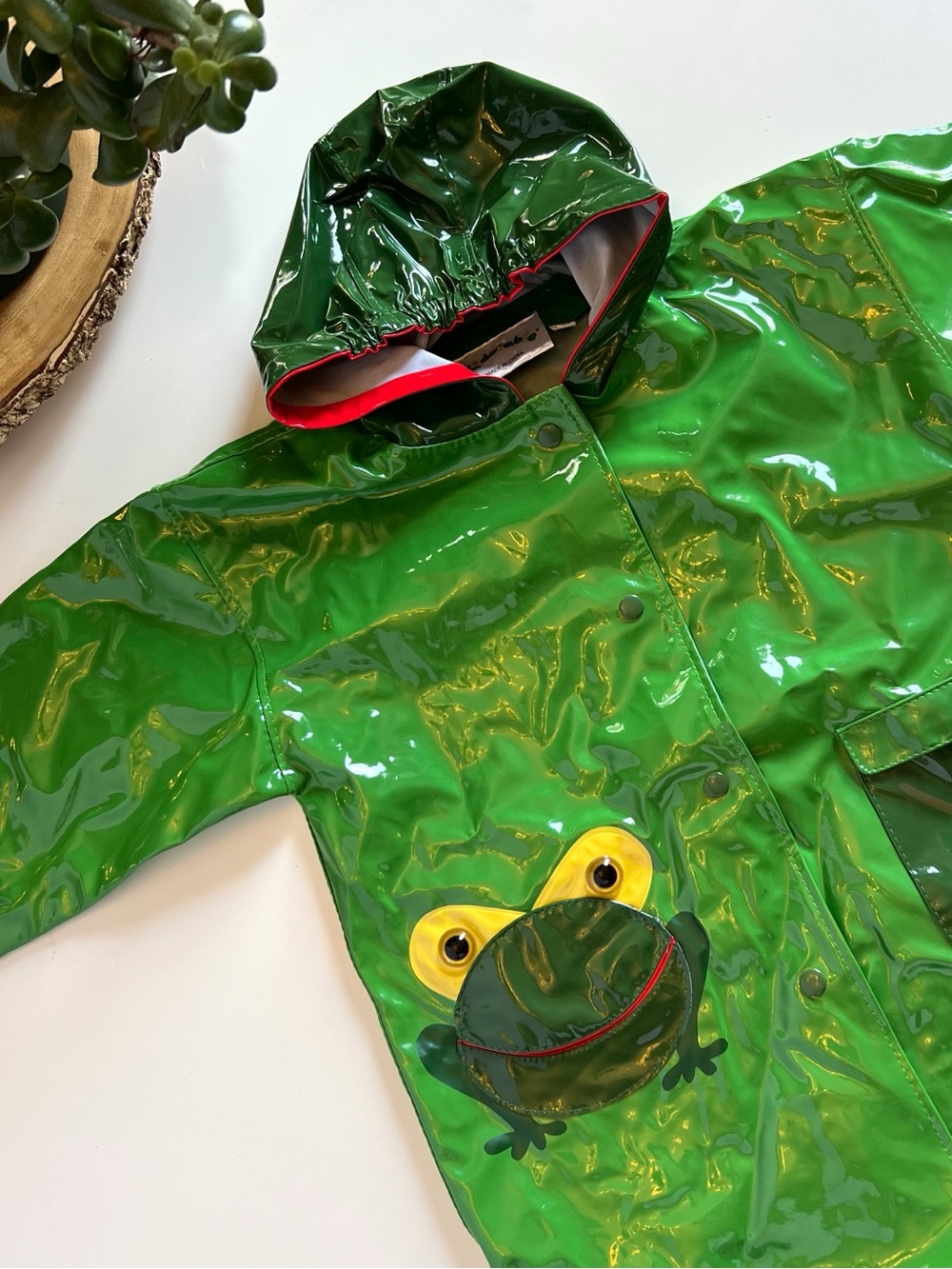 Kidorable Frog Raincoat Shiny Green Hooded Jacket | 6/6x